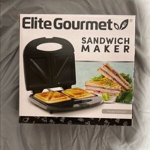 NIB! Black Kitchen Sandwich Maker Compact Clamshell Design